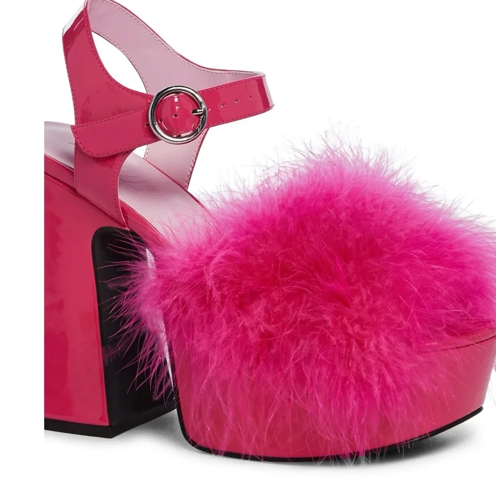 Dolls kill BLUSHIN' N' CRUSHIN' MARABOU HEELS - HOT PINK sz 9 New